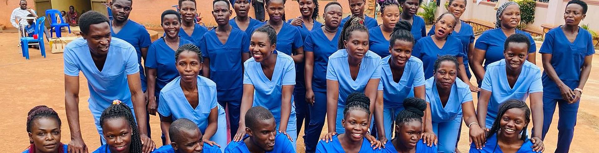 staff in blue scrubs